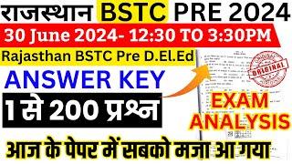 bstc 30 June 2024 full paper Solution answer key  Rajasthan bstc pre deled 30 june 2024 paper  bsa