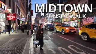 NEW YORK CITY Walking Tour 4K - MIDTOWN Sunset Walk