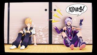 MMD Talkloid Len and V4Flower get into a fight