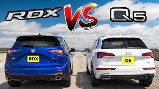 Watch 2021 Acura RDX A Spec race 2021 Audi Q5 Sline. Drag Race