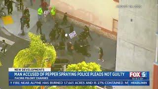 Man Pleads Not Guilty For Pepper Spraying San Diego Cops During Protest Bail Reduced