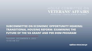 Subcommittee on Economic Opportunity Hearing  Oversight of Grant Per Diem Program