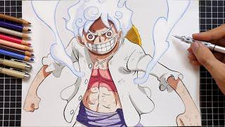 How to Draw Luffy Gear 5  One Piece Drawing  Easy Tutorial Step by Step