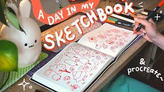 A day in my sketchbook and procreate  freelance illustrator  studio vlog