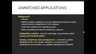 Prevalent antipatterns- Cant Patch Dumb and Unpatched Applications