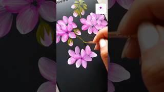 Paint some beautiful Pink Flowers using round brush #artvideo #artwork #viral