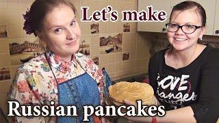 Russian food - cooking Russian pancakes blini recipe Russian cuisine crepes русские блины