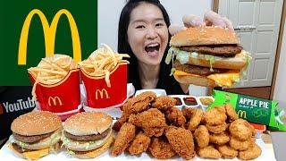 MCDONALDS FEAST Big Mac Chicken McNuggets McWings Fried Chicken Apple Pie  Eating Show Mukbang