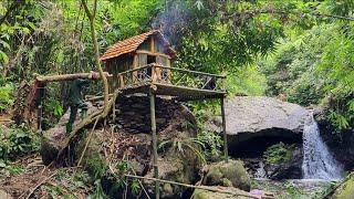 FULL VIDEO 75 Days Building Complete Survival Bushcraft Shelter On High Cliff Start To Finish