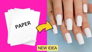 HOW TO MAKE FAKE NAILS FROM PAPER at home- STRONG METHOD - 5 Minute Crafts