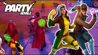 Fortnite  Emote Battling People With The New ROGUE & GAMBIT Skins Party Royale