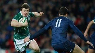 Brian ODriscoll line break & step try vs France Rugby 2009