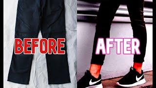 DIY Joggers from Baggy Pants  How to Make Sweatpants into Joggers Upcycled Transformation Tutorial