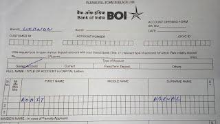 Bank Of India Account Opening Form Fill UP 2024 ?