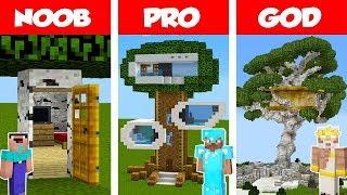 Minecraft NOOB vs PRO vs GOD Modern Tree House CHALLENGE in Minecraft  Animation