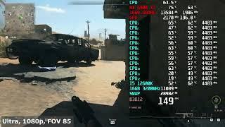 RX 6900 xt Warzone 2 Ultra setting 12600k 1080p Asrock amd PGDRX rx6900XT Phantom Gaming D 16G OC