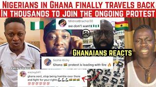 NIGERIANS IN GHANA FINALLY TRAVELS BACK IN THOUSANDS TO JOIN THE ONGOING PROTEST Ghanaians reacts