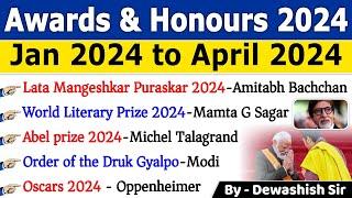 Awards & Honours 2024 Current Affairs  पुरस्कार एवं सम्मान 2024  Awards Current affairs 2024