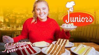 Julia Tries ALL Of The Most Popular Cheesecakes From Juniors  Delish