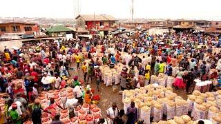 Lagos Nigeria 4k - Market Life in Biggest and Insanely busy African Raw Food Market - Chapter 2