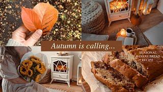 On the cusp of Autumn Summer to Fall transition banana bread recipe cosy Autumn slow living vlog