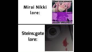 Mirai Nikki lore vs Steinsgate lore meme