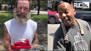 Sauce Walka Pulls Over To Show Love To Homeless Man Gives Him Shoes Cash & Za
