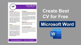 Creative Resume design in Microsoft Word  How to Create a CV  RESUME template in MS Word