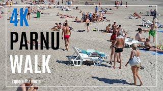 【4K】 Estonia Parnu Walk - Pärnu Sandy Beach in a Sunny Summer Day
