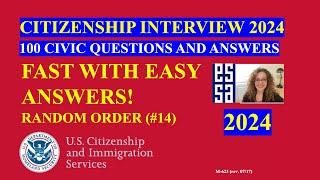 2024 Random 100 Civics Questions and Answers U.S. Citizenship Interview 2024  Fast Easy Answer 14