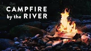 Campfire by the River at Night Ambience  8 Hours Crackling Fire Crickets Ambient Nature Sounds