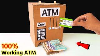 How to make a Simple ATM machine  Card board easy atm machine  Mini working Atm