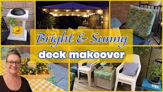 BRIGHT & SUNNY DECK MAKEOVERLow Budget Cost with High End LookEasy & Quick Patio Decor Ideas