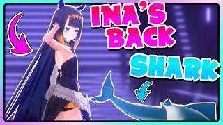 Ina shows off her back and Gura is a Shark in the Myth loading screen