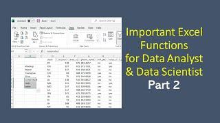 Must know Excel Functionalities for Data Analyst & Data Scientists Part 2