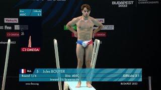 Jules BOUYER - 2022 FINA World Diving Championships Budapest HUN - Men 1m Final FULL