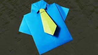 How to Make Paper Shirt and Tie  Easy Paper Crafts Origami Tutorial for Paper T-Shirts.