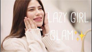 LAZY GIRL GLAM WITH ME on Vacay #skincare #makeup