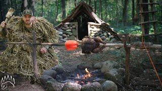 GENIUS Camping Spit-Roast TURNS BY ITSELF   Bushcraft Camp Out 10+ Projects & Knots