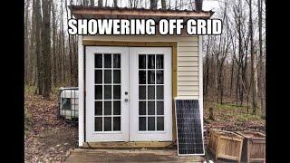 Showering Off Grid  Simple DIY bathhouse  Bathroom and shower house made easy.