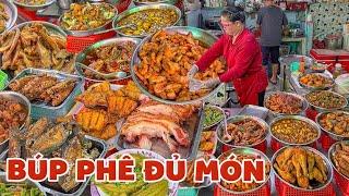 Choáng ngợp với hàng CƠM TRƯA NHÀ NẤU 18 MÓN khách ăn tự chọn món múc cơm như buffet