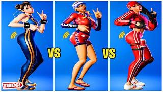 Fortnite Chun Li Vs Sun Strider Vs Ruby Emote Battle Thicc Best Tiktok Emotes & Dances Who Won ?