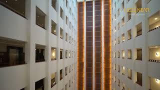 LED Linear drone video interior facade light wall Marriott Hotel Berlin Germany