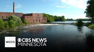 Faribault dam eroded by recent flooding of Cannon River