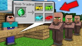 Minecraft NOOB vs PRO WHY NOOB SELL RAREST CAR ALL THIS VILLAGERS? Challenge 100% trolling