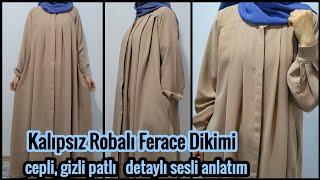 Robalı ferace dikimi detaylı sesli anlatım kalıpsız ferace kolay ferace  pardesü #diy #sewing