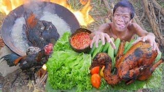 Wilderness cooking - yummy Coocking chicken recipe - eating Delicious #000173