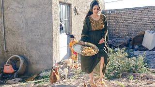 Rural Life in Iran Making Homemade Pasta with Natural Flavors