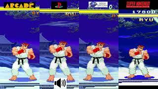 Street fighter Alpha 2 Ryu Comparison Arcade VS PS1 VS Saturn VS SNES Console VS Console