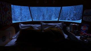 Winter Car Camping with Blizzard Snowfall and Wind Sounds  Snow Storm Sounds for Sleep Relax